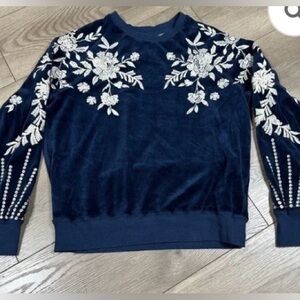 Johnny Was Leona Relaxed Velour Raglan top, size S